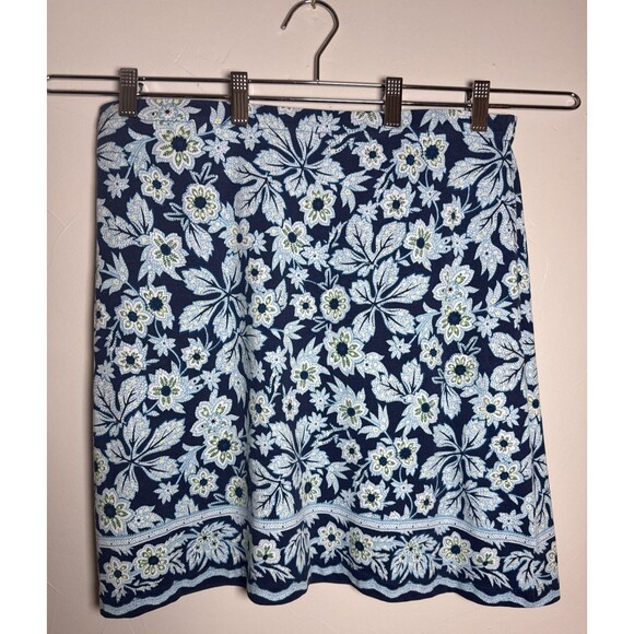 J. Jill Skirt Blue Floral Cotton Modal Pull On Casual Career Women's Size Medium - Picture 1 of 11